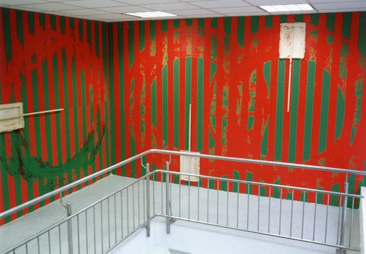 Richard Jackson: Bigoilideas, 1993, Oil-Acryl-Leinwand auf 75 qm Wandfläche anl. Ausstellung in der Galerie Gudrun Spielvogel vom 10.09.-10.12.1993